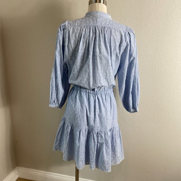 NEW Joie Womens Small Blue Long Sleeve Cotton Swiss Dot Tiered Dress - Picture 8 of 8